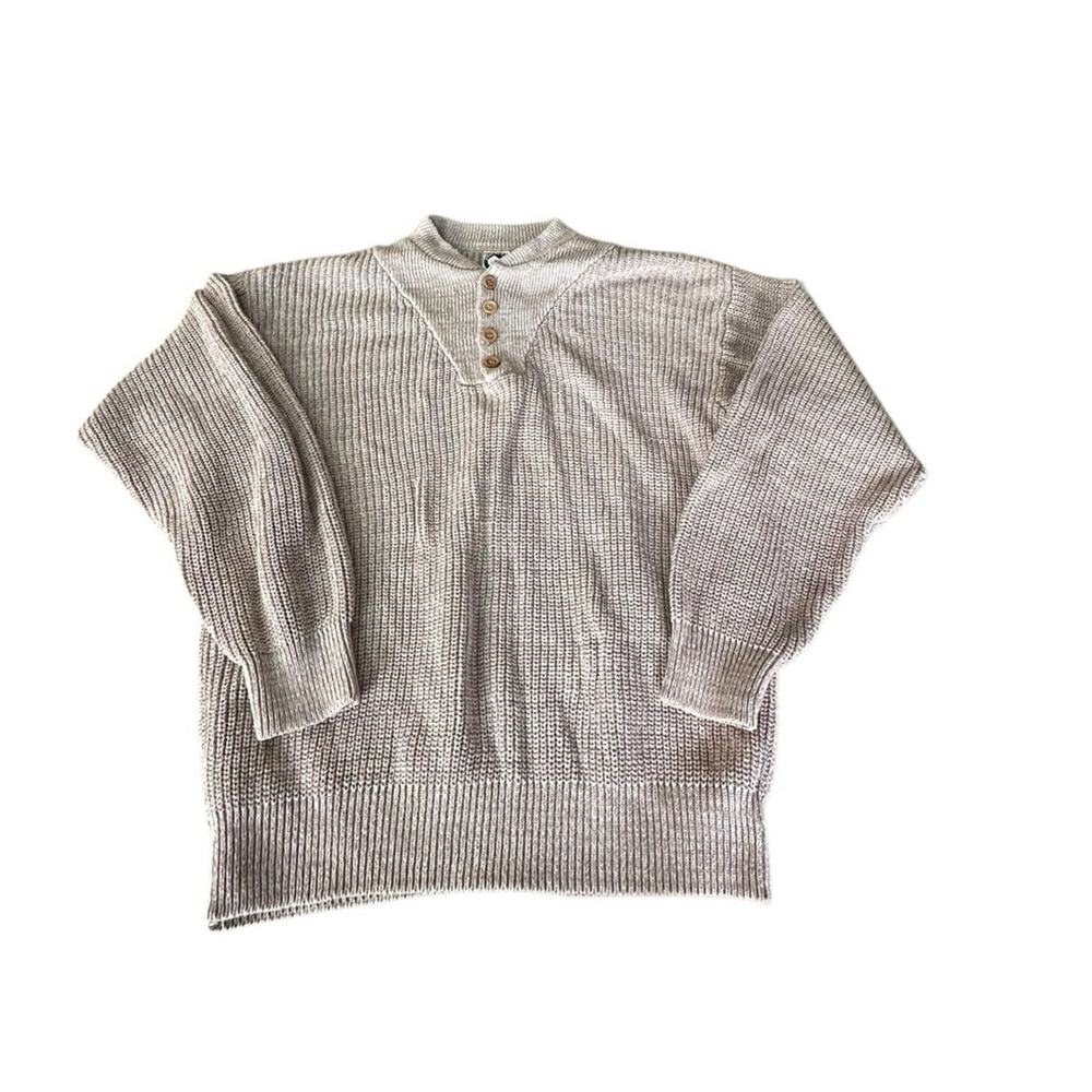 Appalachian Trail Men’s 1/4 Button Beige Sweater Heavy Warm Size Large